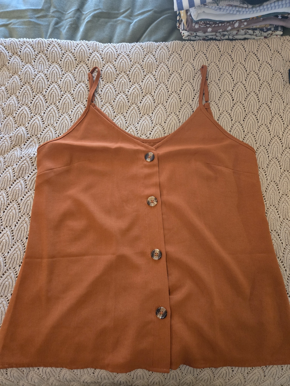 Button-Front Rust Spaghetti Strap Camisole